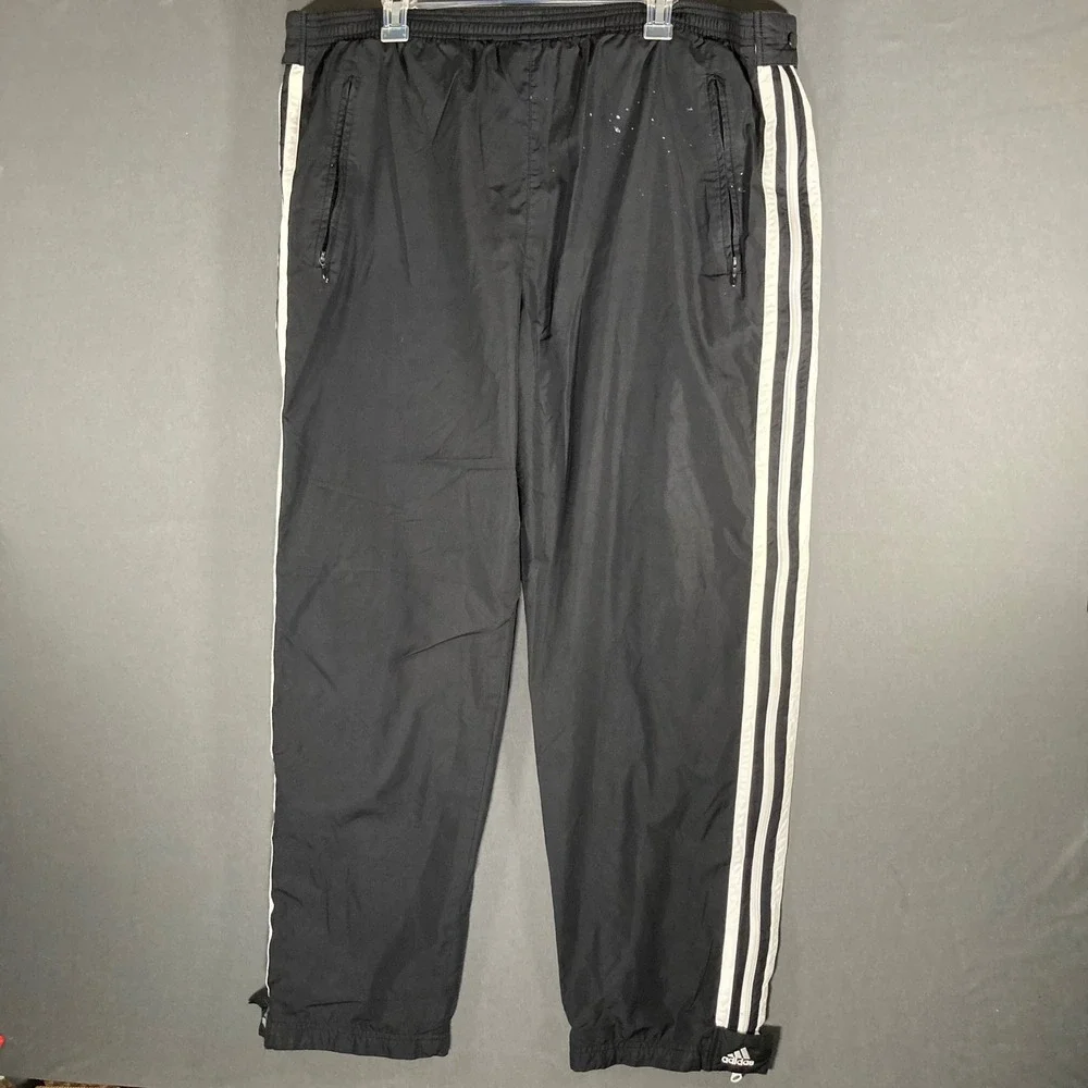 Adidas Mens XL Black Track‎ Pants Athletic Training Pants Striped